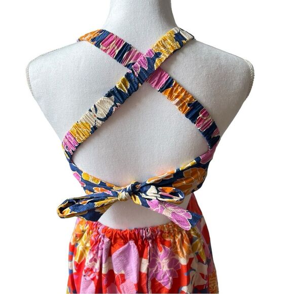 Anthropologie Maeve Bow-Back Midi Dress Pink Floral Size 00 - Picture 10 of 13